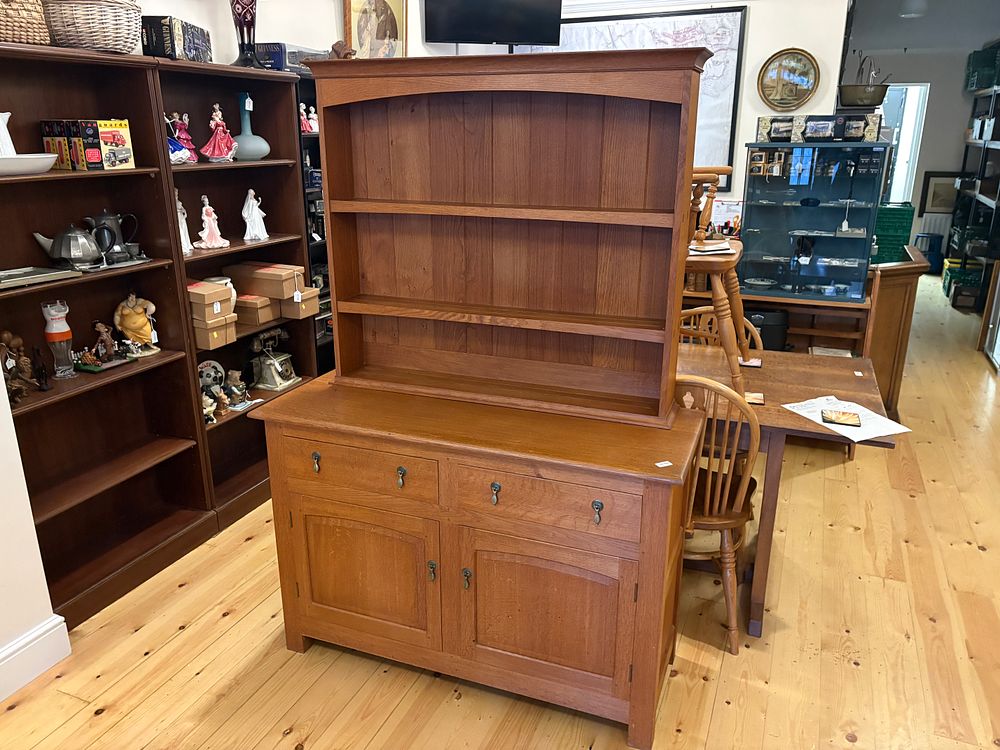 Lot 643: A Peter Hall Handcrafted Two-Part Oak Welsh Dresser or Hutch 122x47x175cm WDH