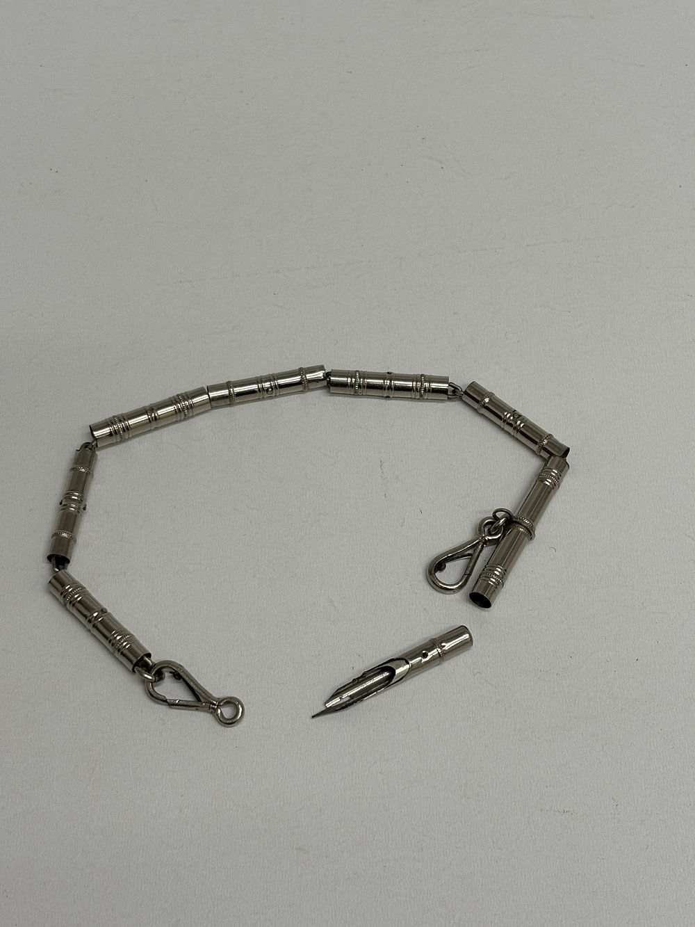 Lot 682: Antique Combination Pocket Watch Albert Chain Mechanical Pencil