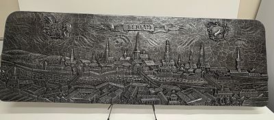 A Large Decorative Relief Plaque Depicting a Panoramic View of Berlin. This large decorative 