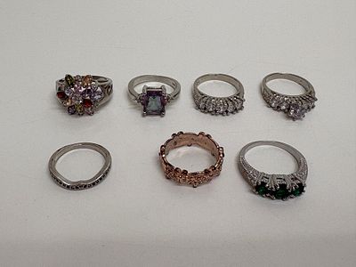 A Collection of Sterling Silver and Rose Gold Plated Dress Rings. A collection of contemporary 
