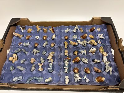 A Collection of Mid-20th Century Glazed Ceramic Miniature Figurines. An assortment of glazed 