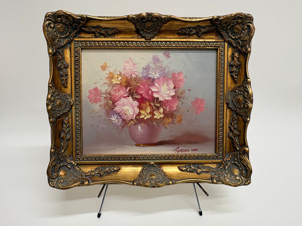 Lot 15: Robert Cox (American, 1934-2001), 'Floral Still Life with Pink Roses', (Signed)
