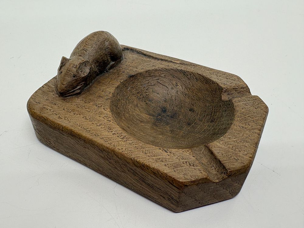 Lot 98: Robert Mouseman Thompson Carved Oak Ashtray