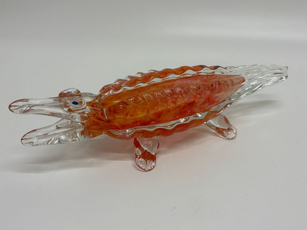 Lot 637: Large Murano Style Hand-Blown Art Glass Alligator Sculpture