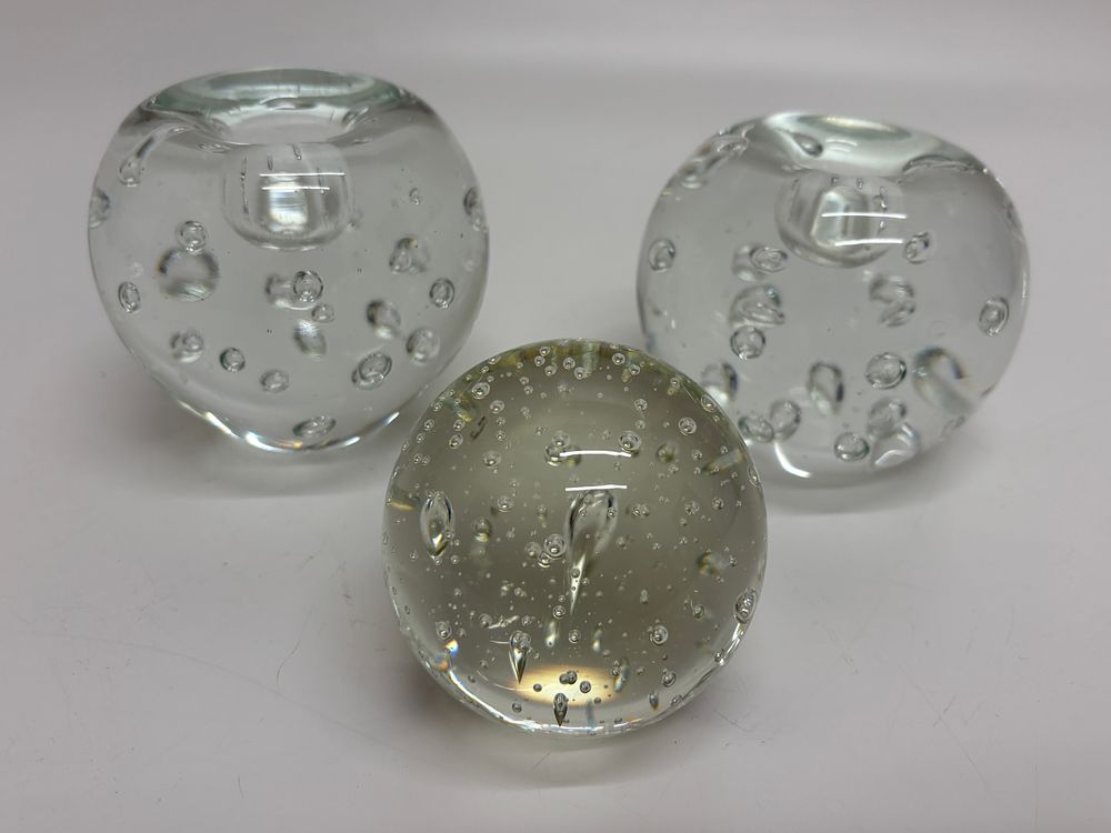 Lot 643: A Trio of Mid-Century Style Clear Glass Bullicante Controlled Bubble Objects