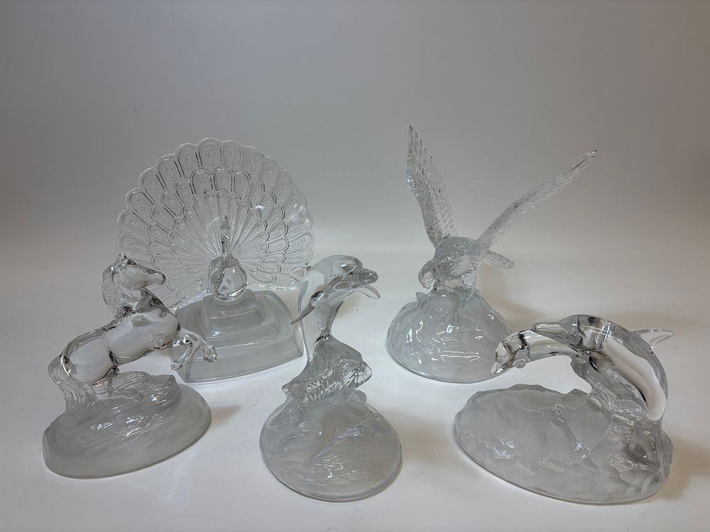 Lot 646: A Collection of Clear and Frosted Moulded Glass Animal Figurines