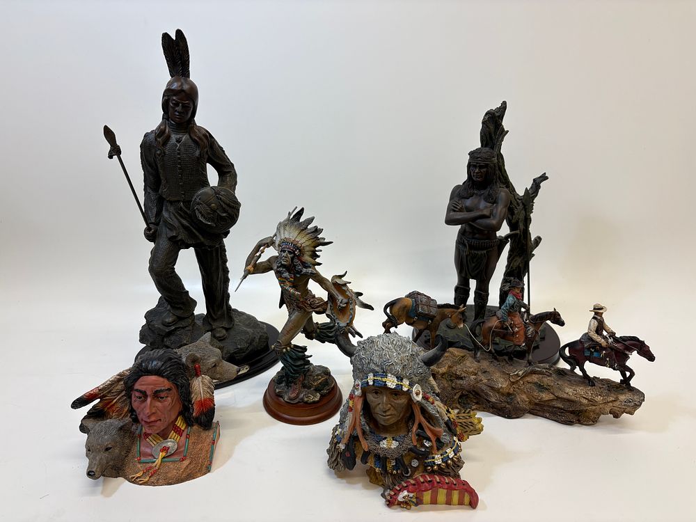 Lot 667: A Collection of Native American and Western-themed Decorative Figurines and Busts