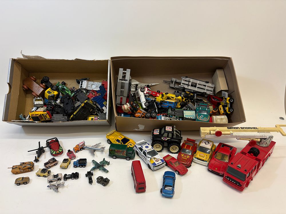 Lot 683: A Collection of Approximately 60-70 Vintage and Modern Toy Vehicles including Corgi, Matchbox, and Marvel Licensed Models etc