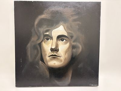 CdeLhuer, Portrait of Robert Plant, Oil on Canvas 60 x 60 Cm. An oil on stretched canvas 
