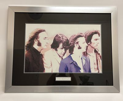 A Framed Stylised Pop Art Print of The Beatles 95 x 74 Cm. A large-scale decorative graphic 