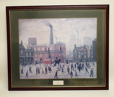 After L.S. Lowry, Coming Home from the Mill, Framed Colour Reproduction Print 91 x 76 Cm. A 