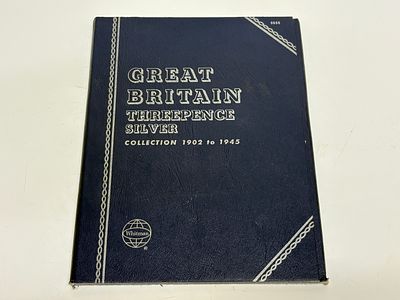 A Collection of UK Silver Threepence Coins in a Whitman Folder, 1902-1944. A collection of 