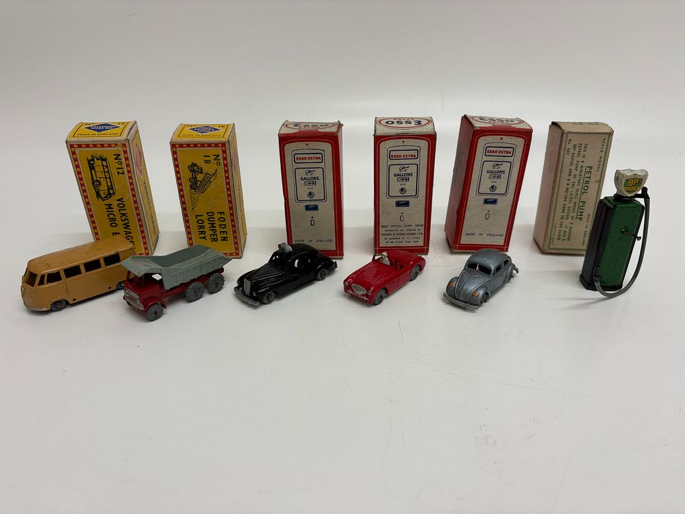 Lot 192: A Collection of Six Vintage Morestone and Morris & Stone Die-Cast Model Vehicles and Accessories with Original Boxes