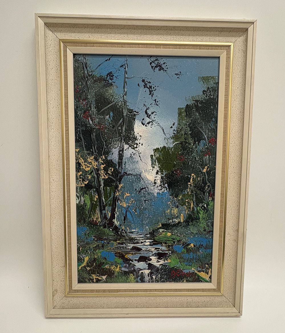 Lot 484: George R. Deakins (1911-1982), Woodland Stream Landscape, Oil on Board