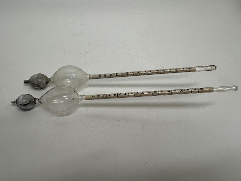 Lot 308: A Pair of Antique Twaddell Pattern Glass Hydrometers