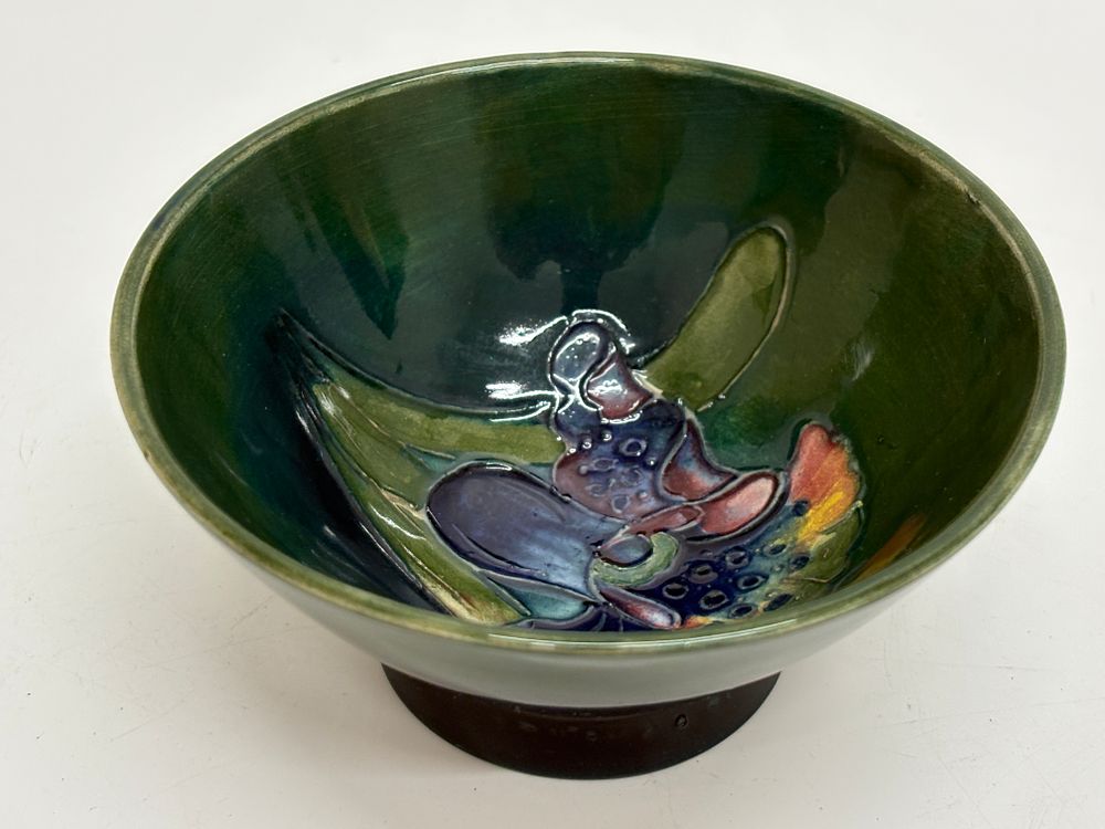 Lot 433: William Moorcroft Orchid Pattern Footed Pottery Bowl