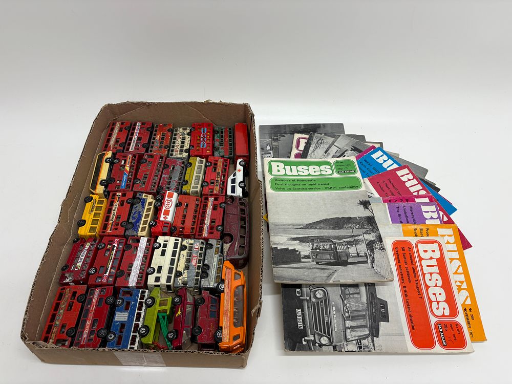 Lot 532: A Collection of Vintage Matchbox Die-Cast Toy Buses and Ian Allan Magazines