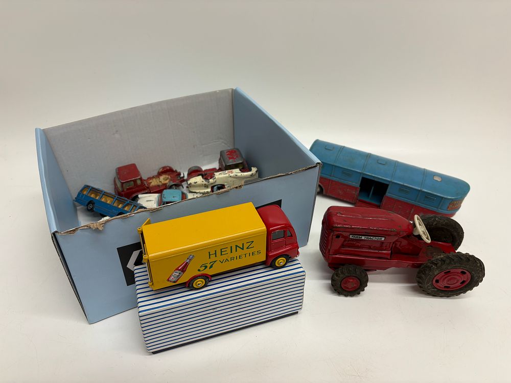Lot 534: A Collection of Vintage Die-cast Toy Vehicles including a Boxed Dinky Supertoys No. 920 Guy Van Heinz 57 Varieties