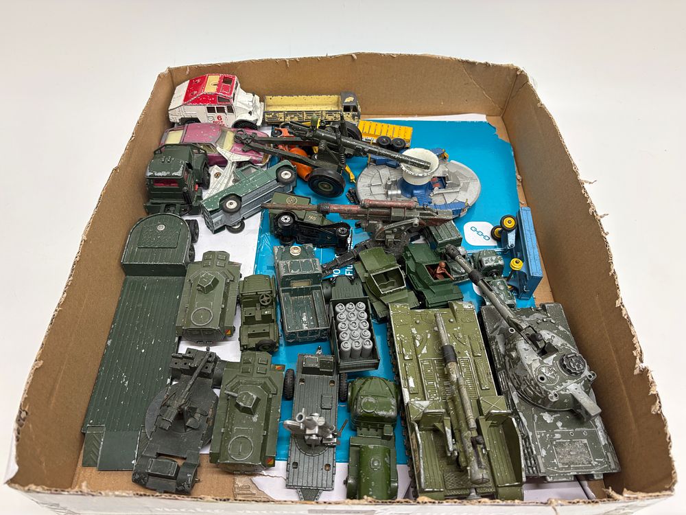 Lot 537: A Collection of Vintage Dinky Toys and Matchbox Die-cast Military and Commercial Vehicles