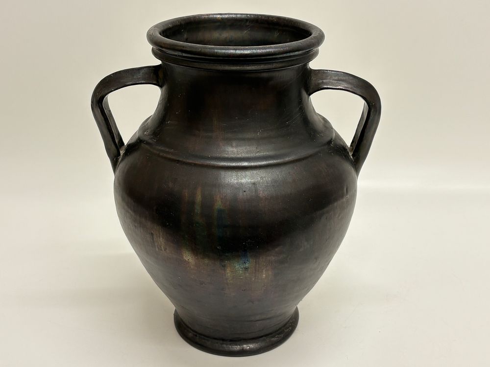 Lot 577: Tower Ware Rye Pottery Iridescent Glaze Two Handled Amphora Vase 29cm Tall