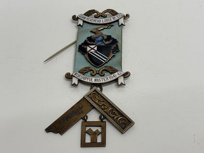 A Silver and Enamel Masonic Past Master Jewel by F. London for John Readhead Lodge No. 3217 
