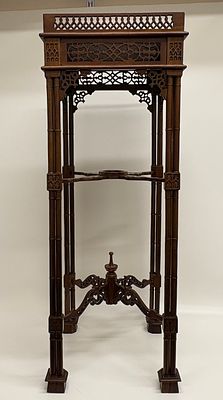 A Chinese Chippendale style mahogany jardiniere stand 92x35cm. A mahogany jardiniere stand 