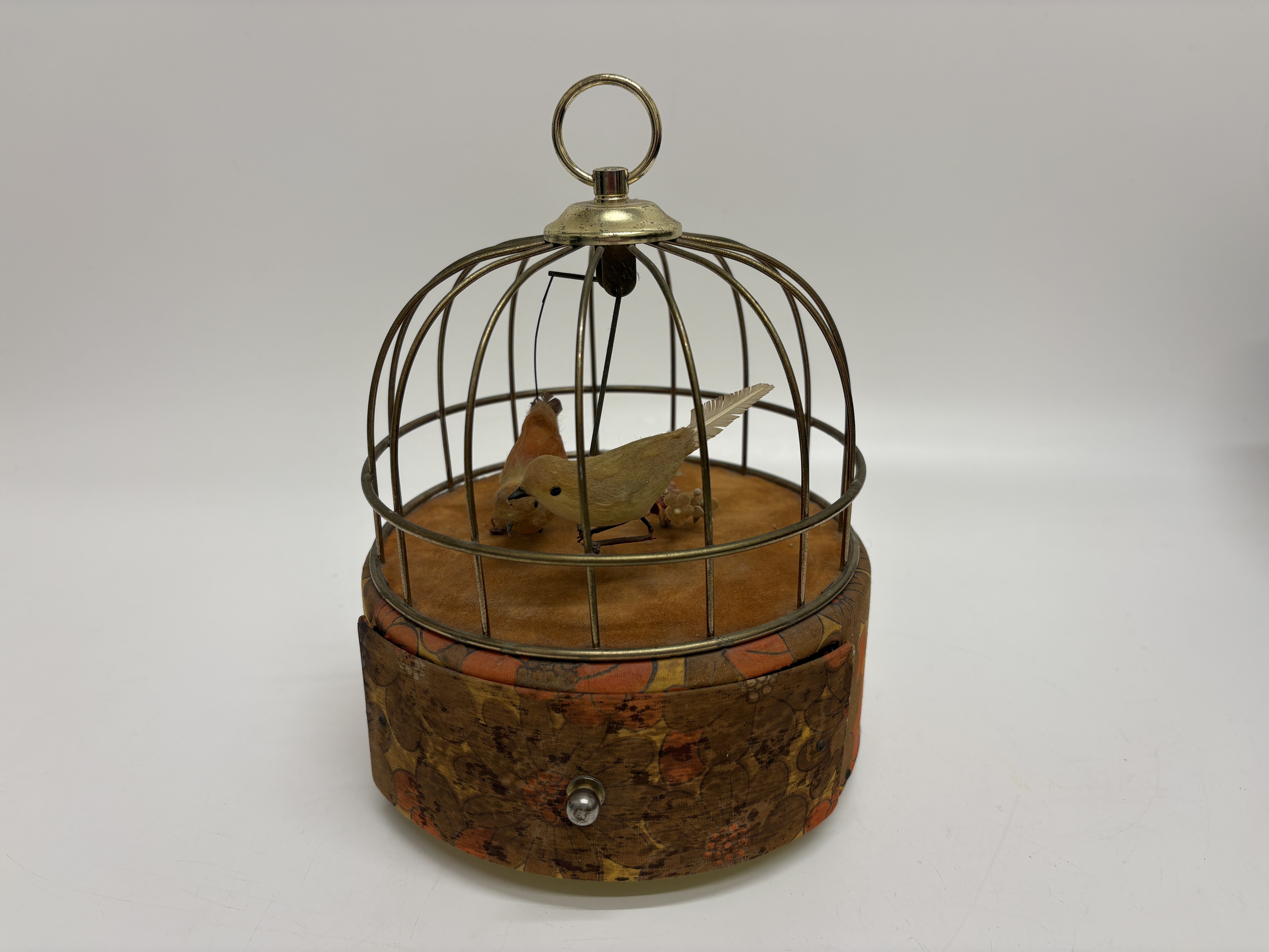 Mid Century Musical Singing Bird Cage Automaton and Jewellery Box
