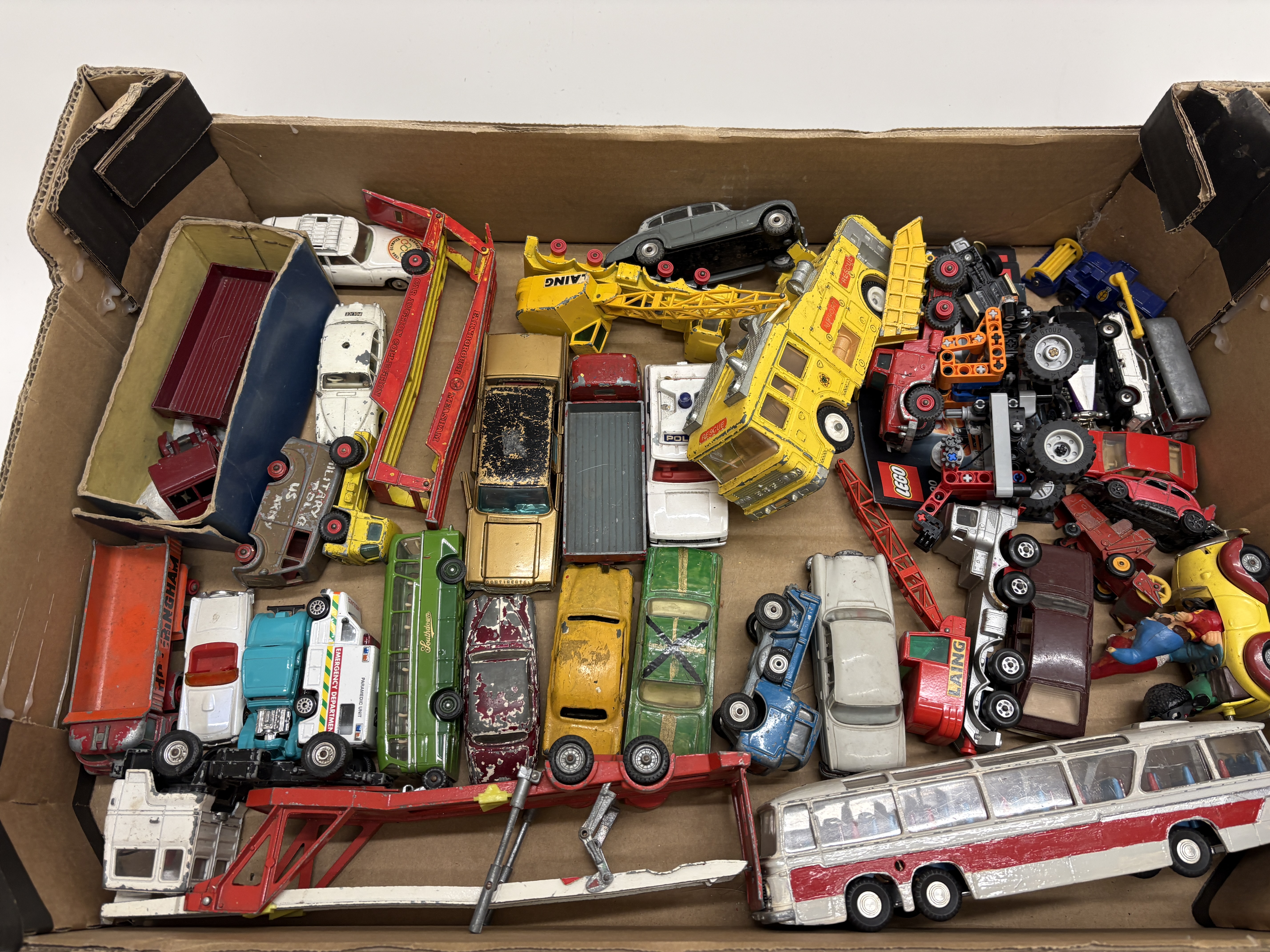 A Collection of Vintage Die-Cast Toy Vehicles and LEGO Technic Components including Corgi Comics Noddys Car