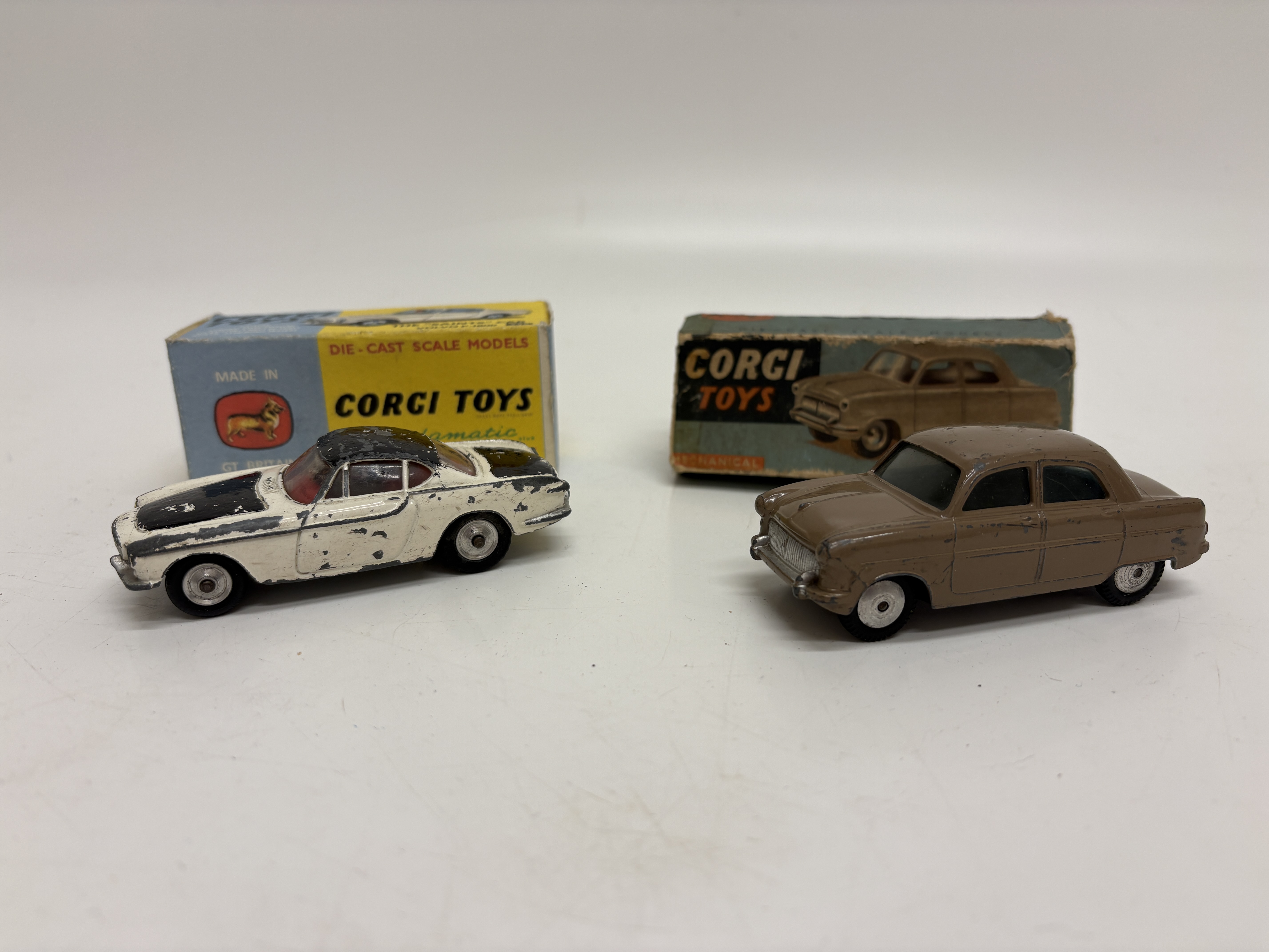 Two Corgi Toys Die-Cast Model Cars comprising Volvo P1800 The Saint Car and Mechanical Ford Consul with Boxes