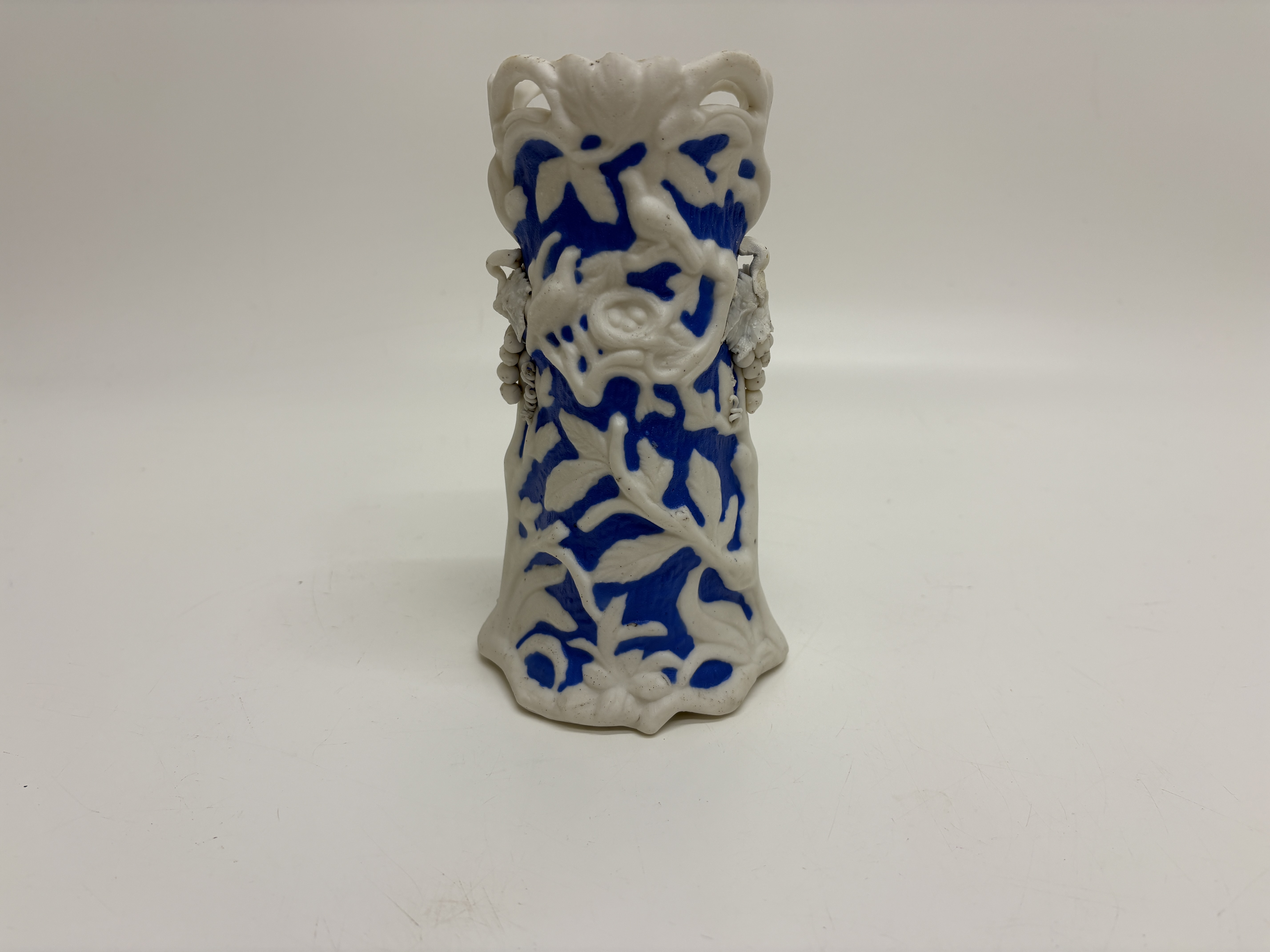 T.J. & J. Mayer Smalt Blue and White Parian Ware Grapevine Vase