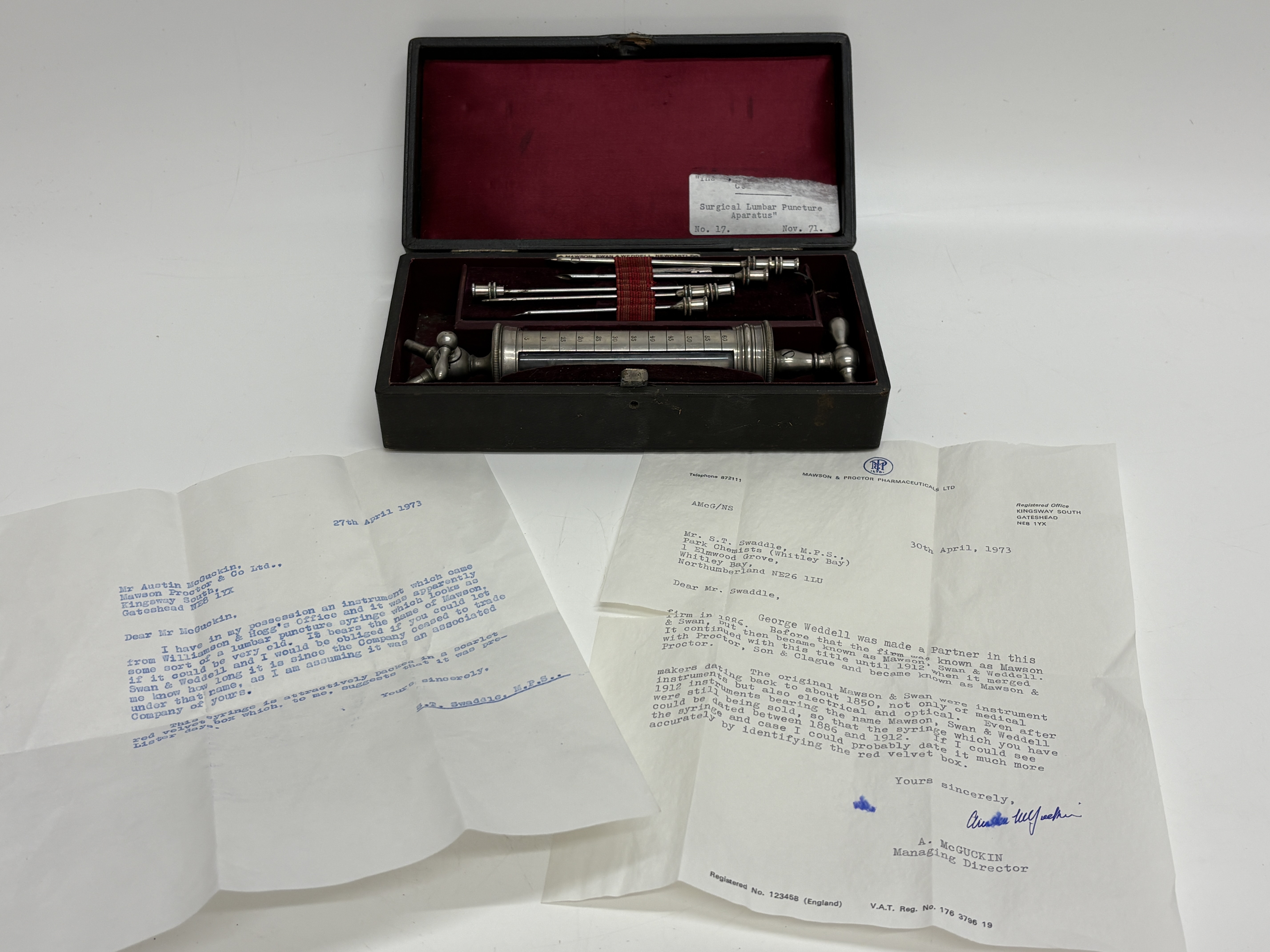 A Late 19th or Early 20th Century Mawson, Swan & Weddell Surgical Lumbar Puncture Apparatus
