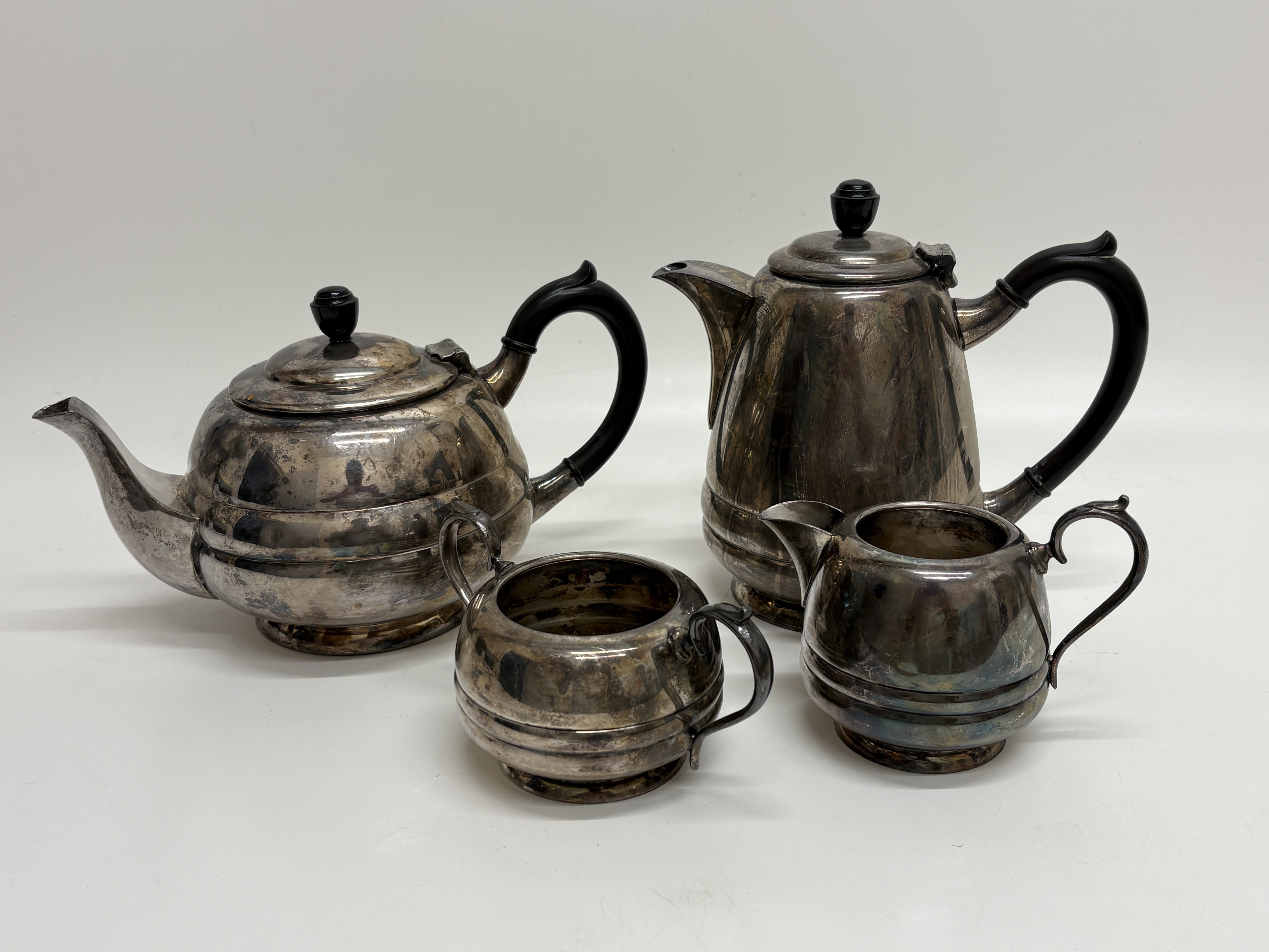 A set of Walker and Hall Art Deco silver plated tea and coffee service items
