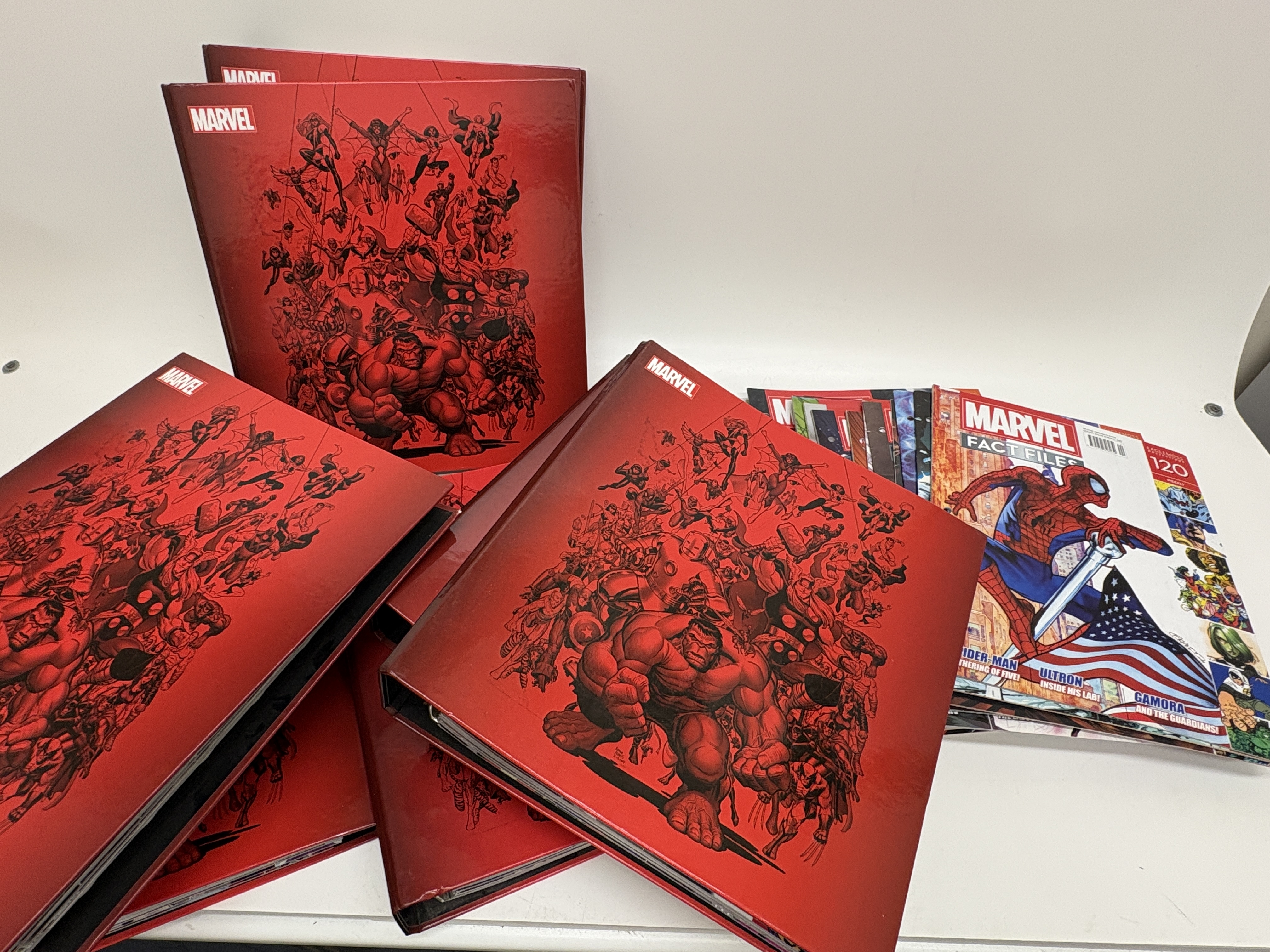 A Collection of Marvel Fact Files Weekly Magazines and Official Binders by Eaglemoss Collections