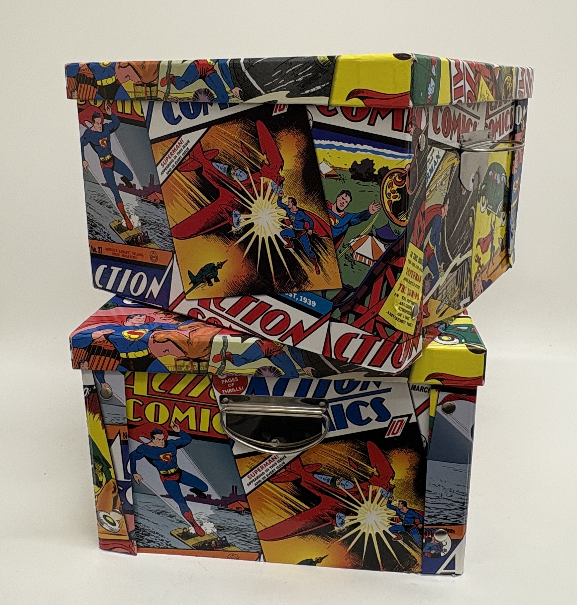 A Pair of DC Comics Action Comics Decorative Storage Boxes