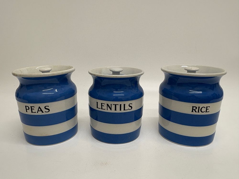 Lot 480: A Trio of T.G. Green Cornish Kitchen Ware Lidded Storage Jars