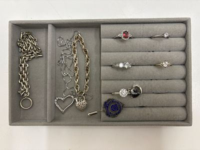 An Assortment of Silver Jewellery and a silver Club Union Commemorative Pin Gross weight circs 52.8