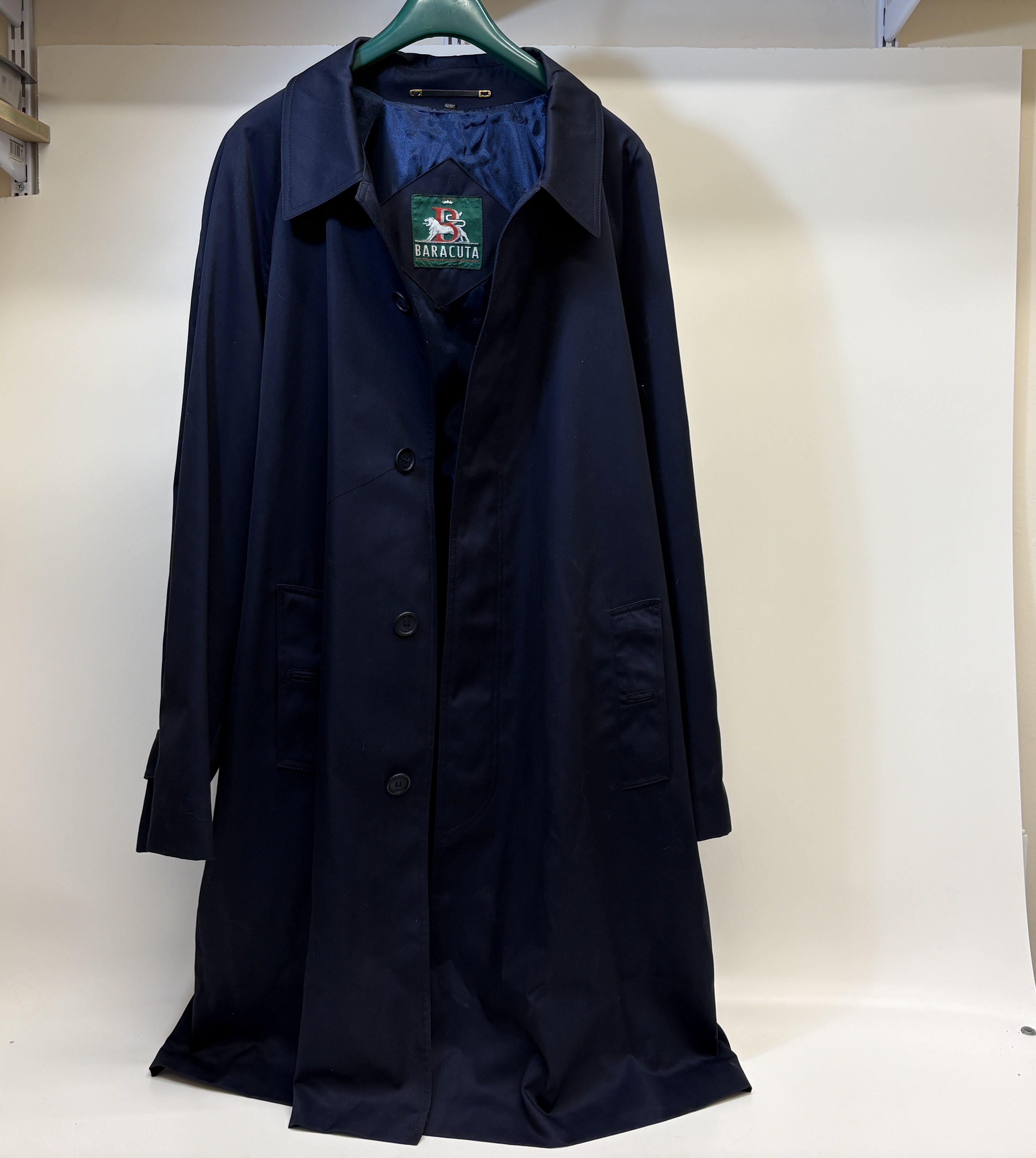 Baracuta Navy Blue Single-Breasted Overcoat