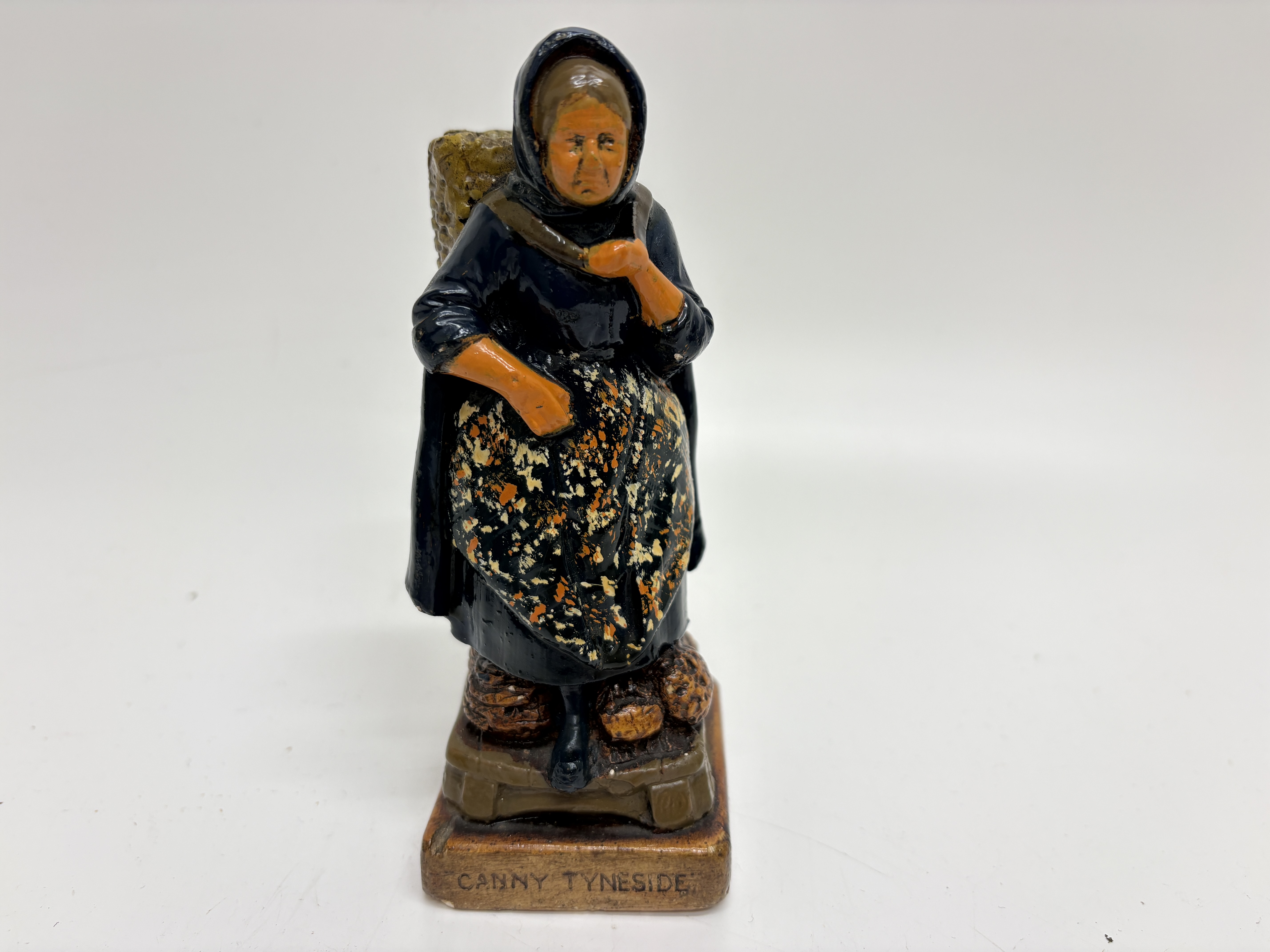A Painted Moulded Plaster Canny Tyneside Lucky Wooden Dolly Souvenir Figurine