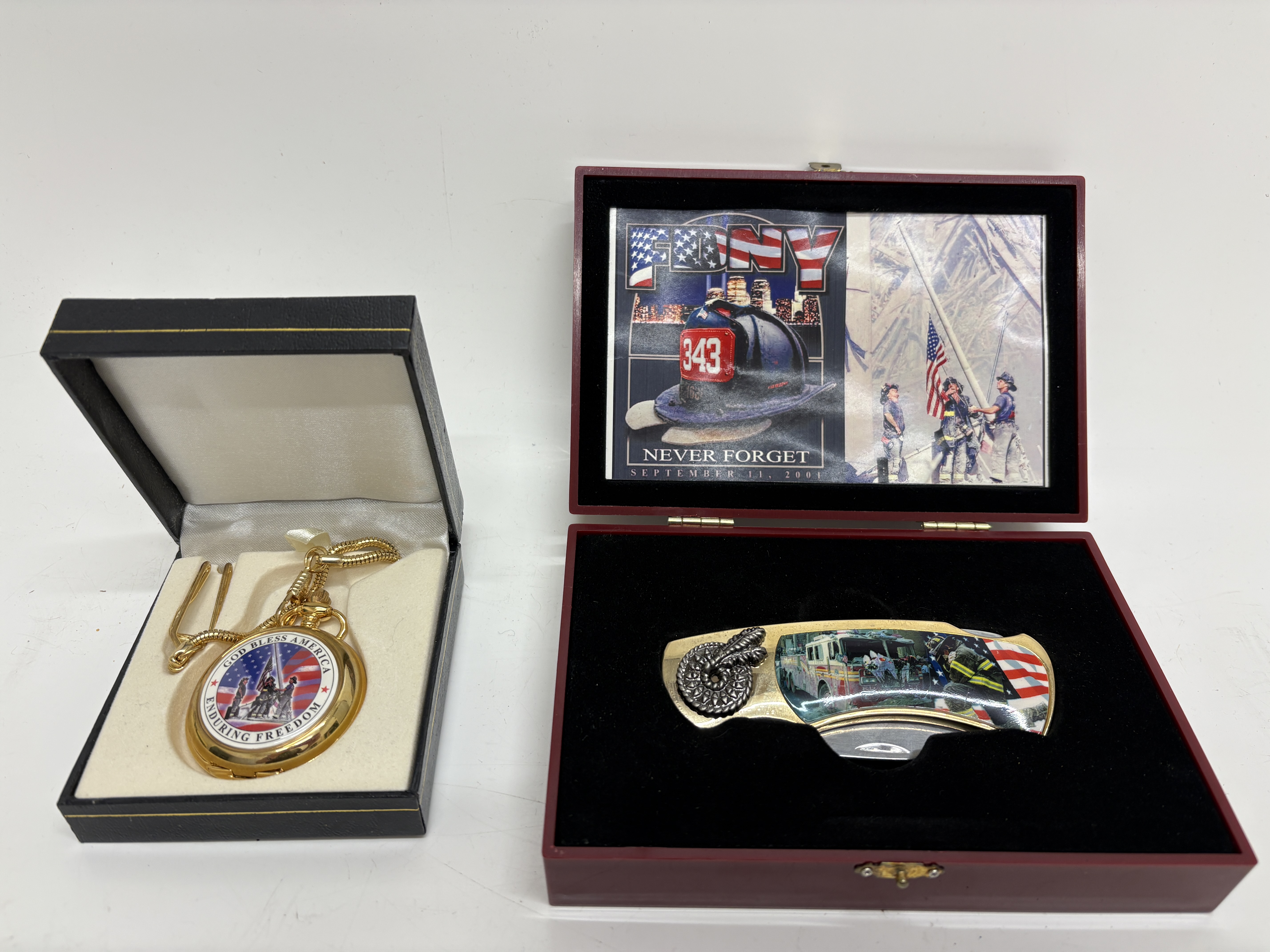Two FDNY 9/11 Commemorative Items Comprising a Pocket Knife and Pocket Watch