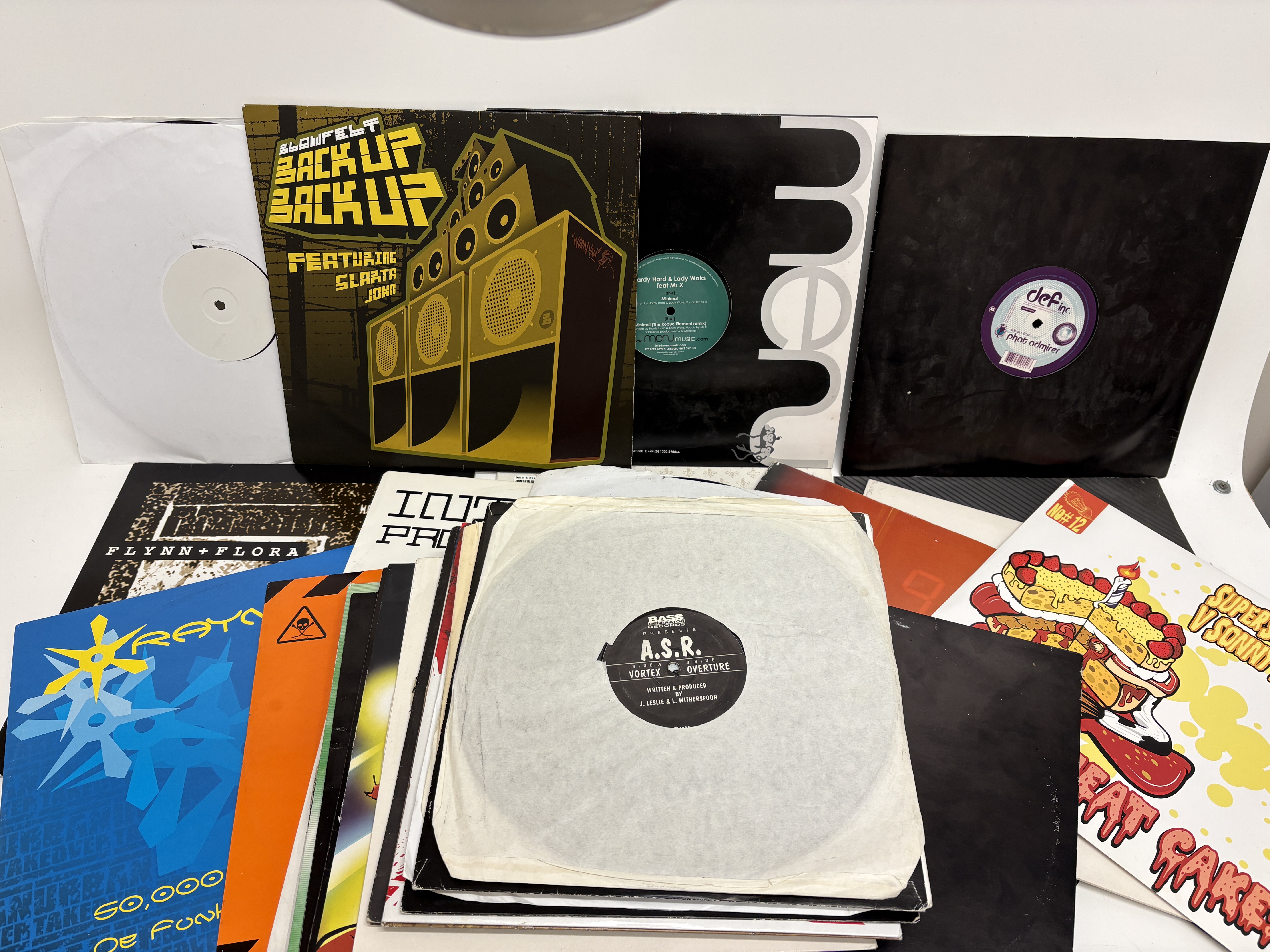 A Collection of Electronic Drum and Bass and Jungle 12-inch Vinyl Records