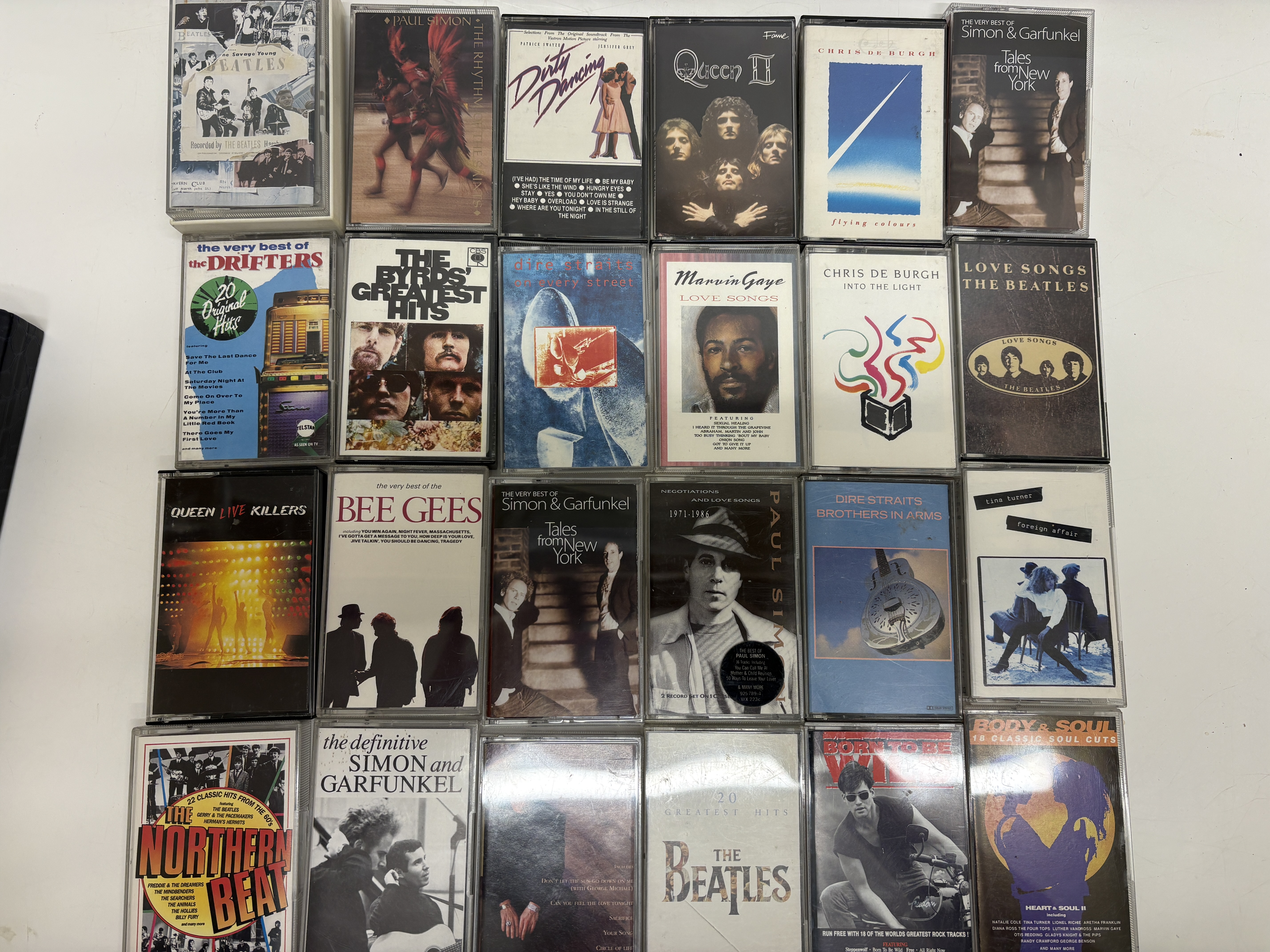 A Collection of 24 Classic Rock, Pop and Soul Music Cassette Tapes