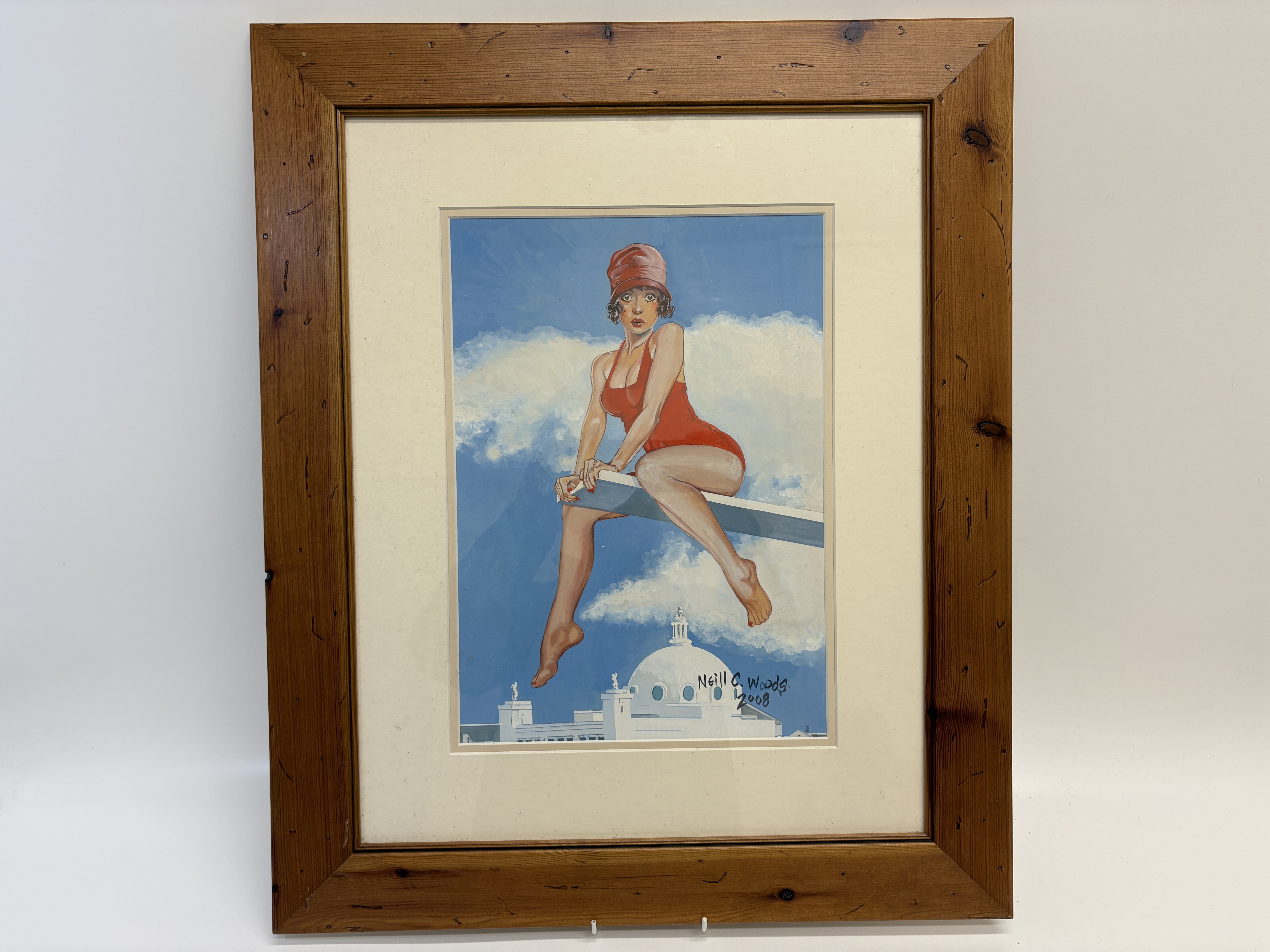 Neill C. Woods, Spanish City Pin-up, Gouache on Paper, 2008