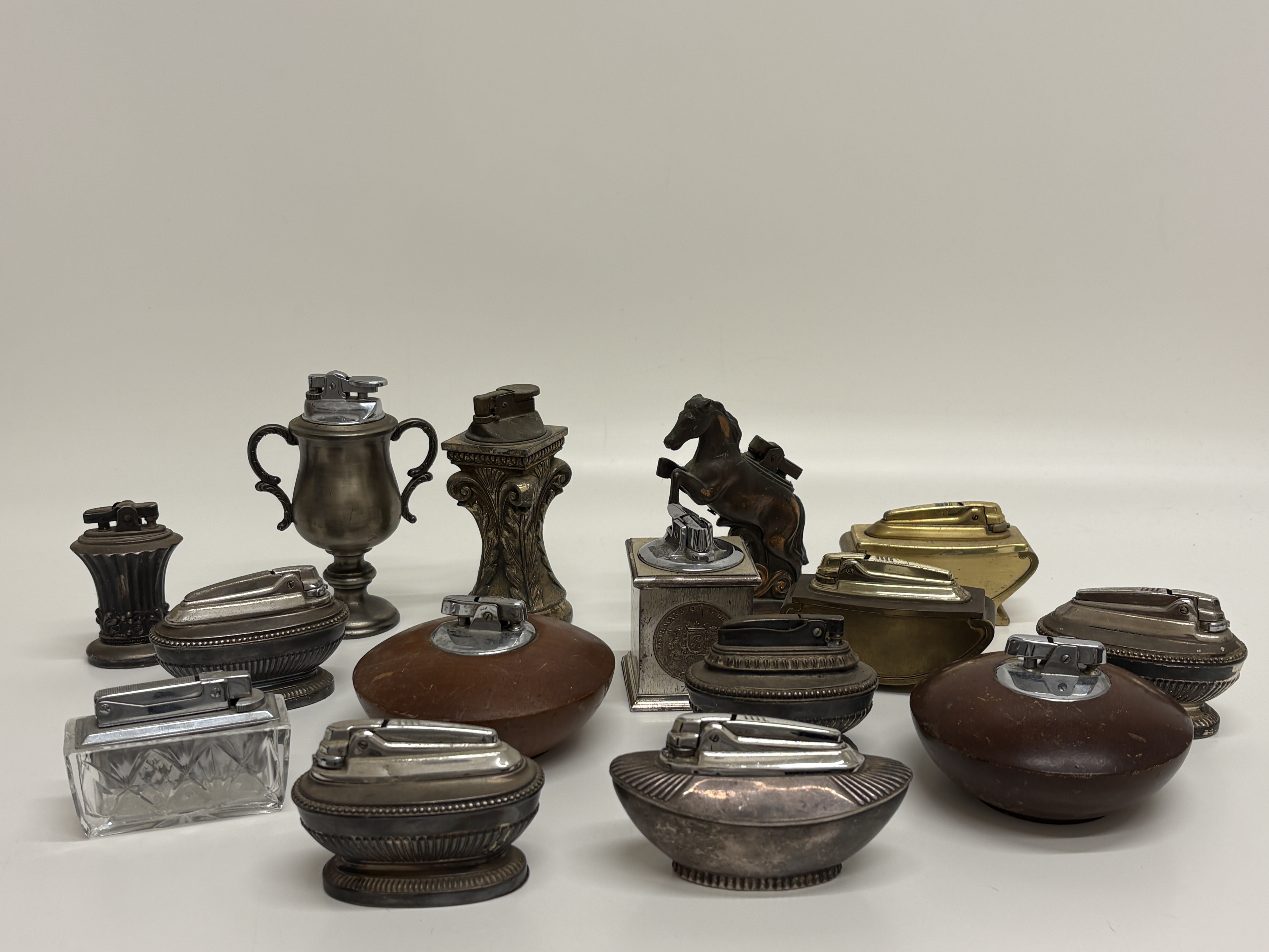 A Collection of Vintage Table Lighters including Ronson Examples