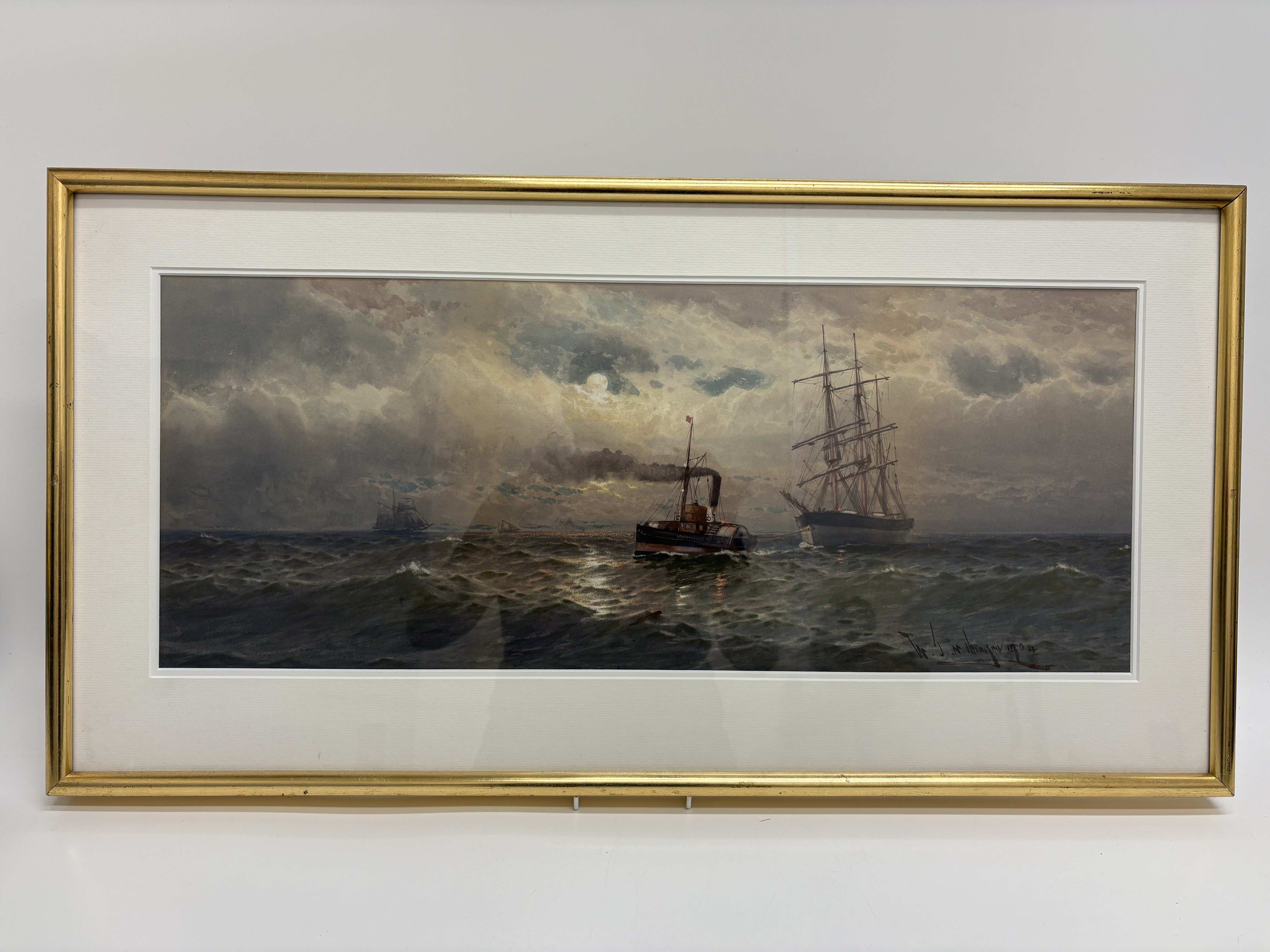 A maritime painting by W.T.Nichols Boyce, dated 1904