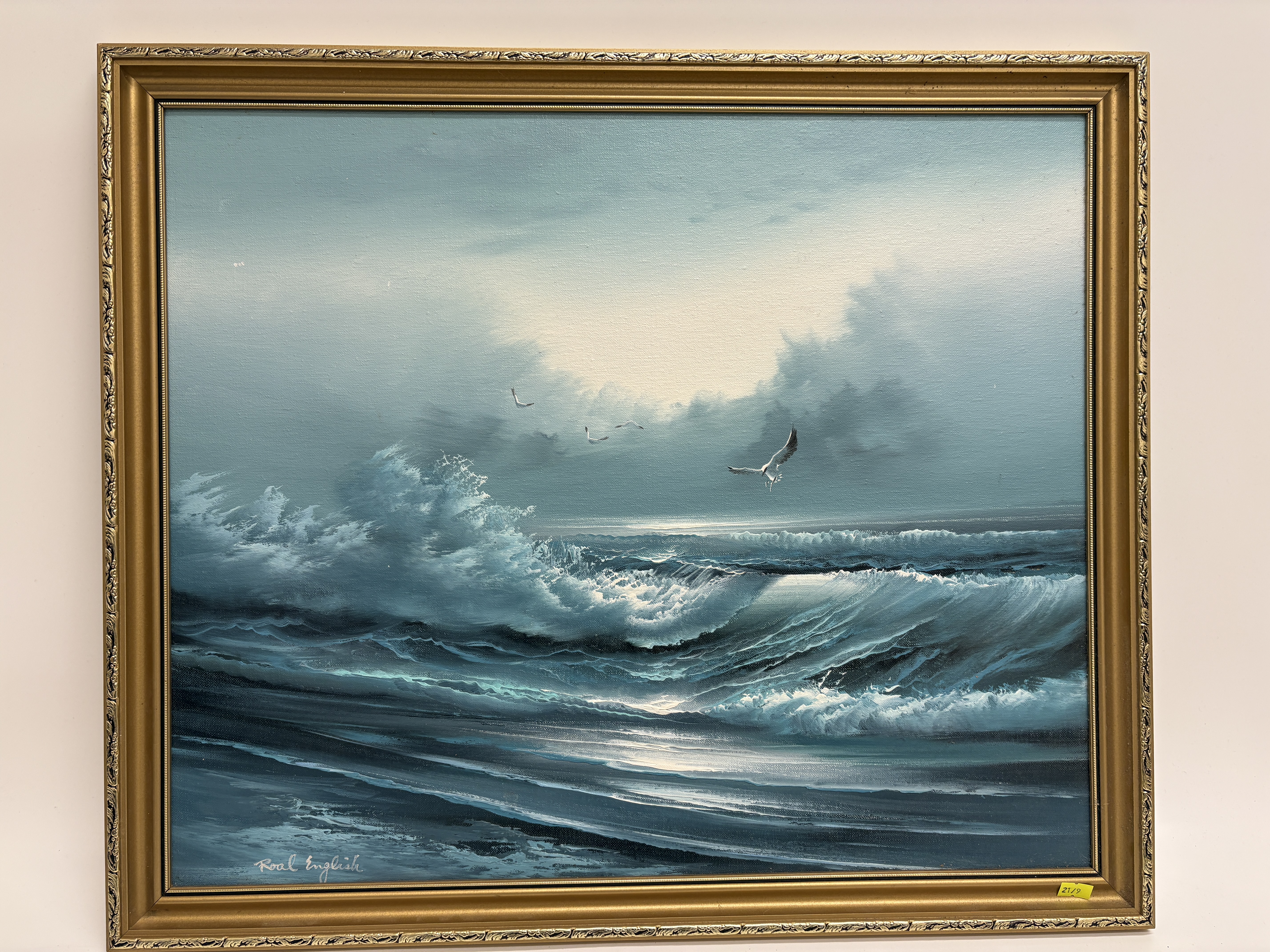 Roal English oil on canvas seascape painting