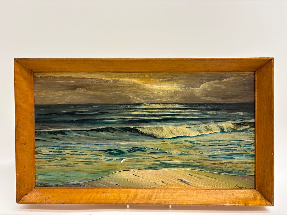 Lot 525: K. Short, Mawgan Seascape, Oil on Board