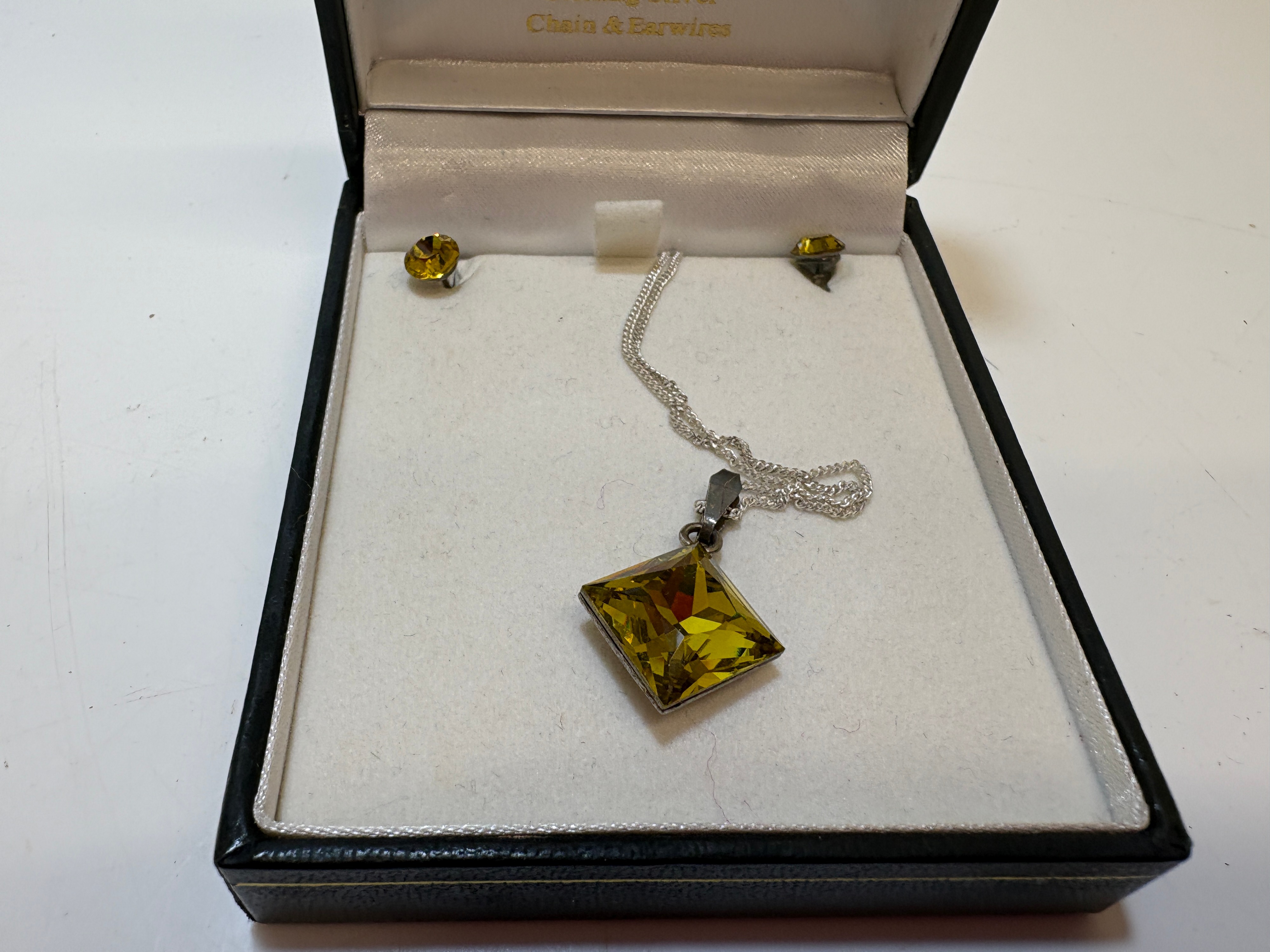 A Byzantium Collection Swarovski Elements and Sterling Silver Pendant Necklace and Matching Stud Earring Set