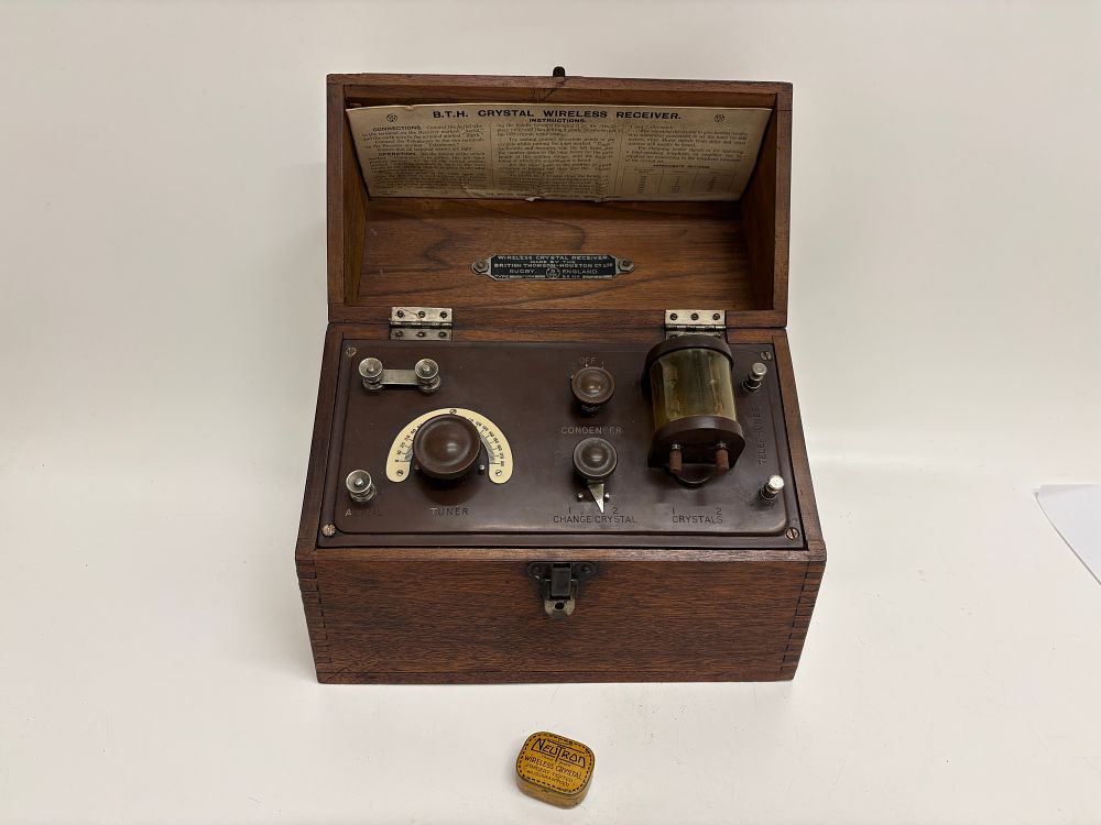 Lot 567: A British Thomson-Houston B.T.H. Type C Form A Crystal Wireless Receiver and Neutron Crystal Tin