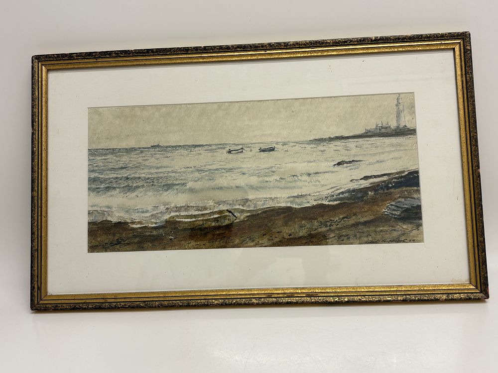 Lot 77: Albert H. Herbert, Original Watercolour, St. Mary's Island, 1969 66x39cm frame 49x22cm picture