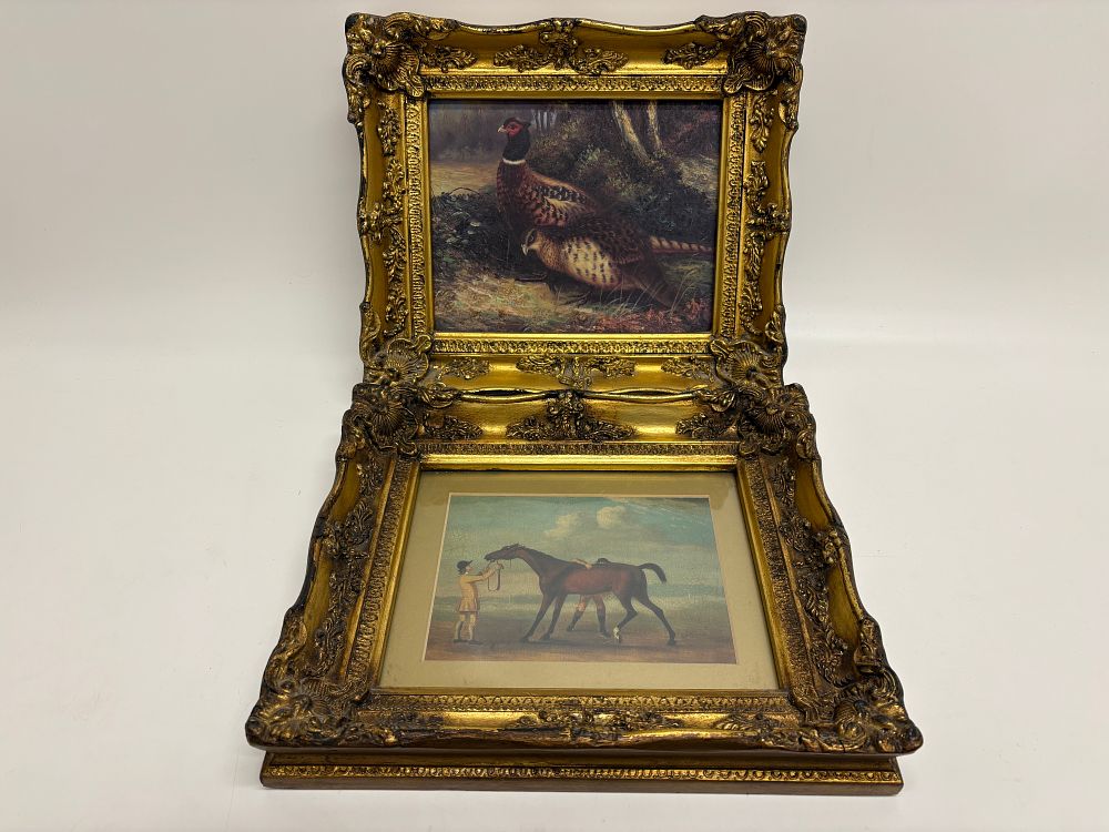 Lot 681: A Pair of Sporting Interest Pictures in Ornate Gilded Frames